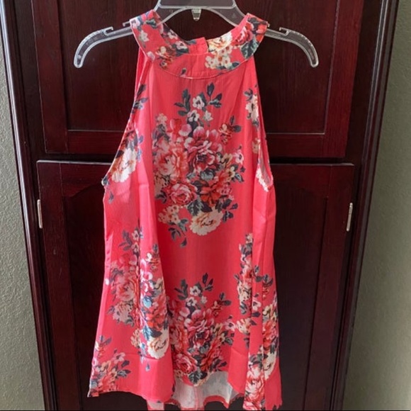 Floral Halter Button Closure Blouse - Picture 7 of 9